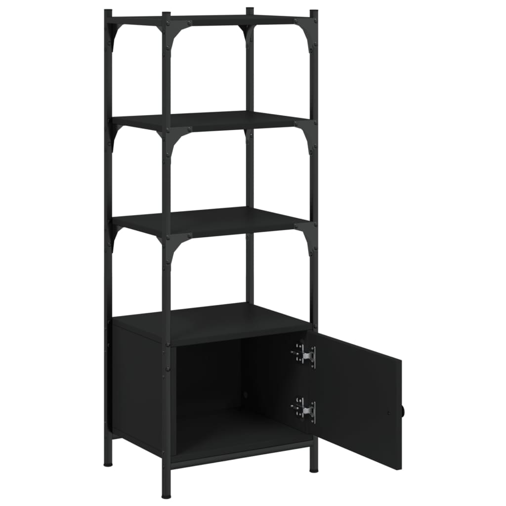 3 szintes fekete szerelt fa könyvespolc 41 x 30 x 109,5 cm