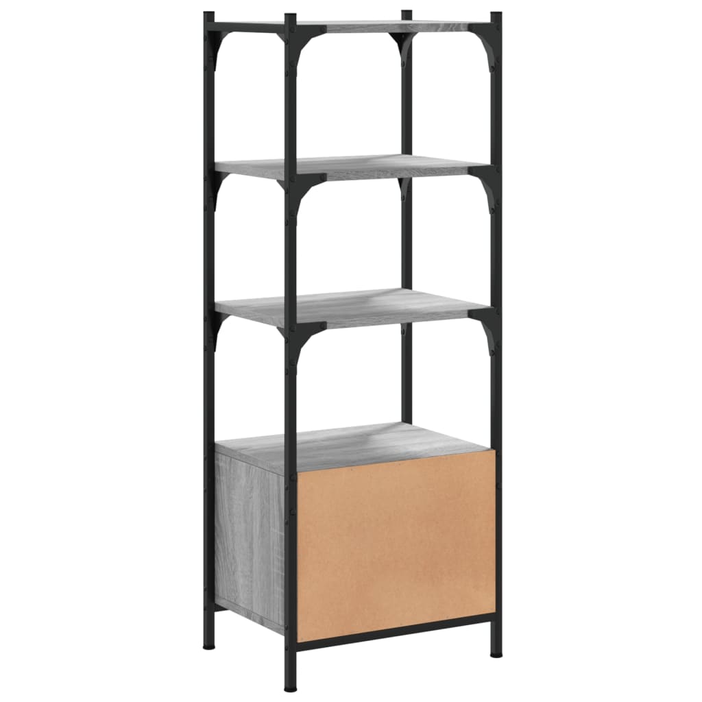 3 szintes szürke sonoma szerelt fa könyvespolc 41x30x109,5 cm