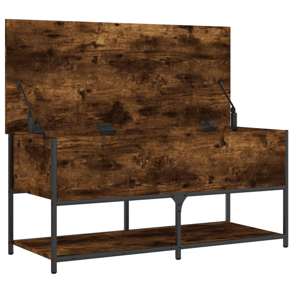 füstös tölgy színű szerelt fa tárolópad 100 x 42,5 x 47 cm