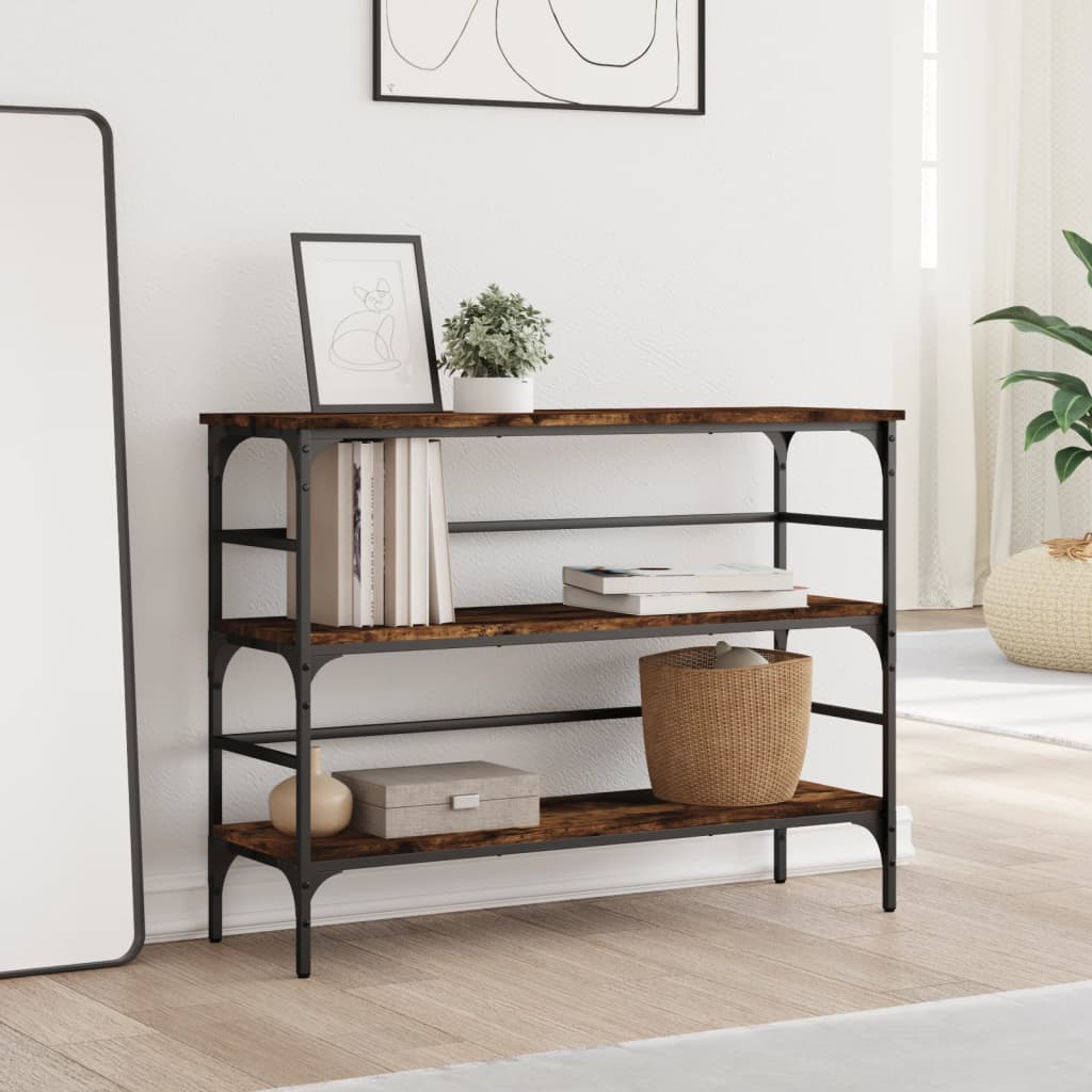 füstös tölgy színű szerelt fa tálalóasztal 100x32x75 cm