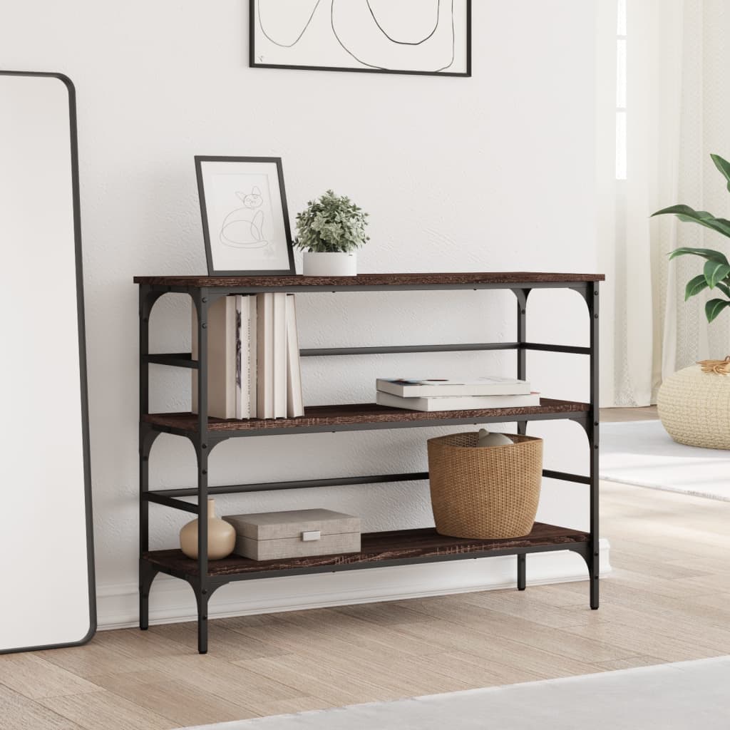 barna tölgyszínű szerelt fa tálalóasztal 100 x 32 x 75 cm