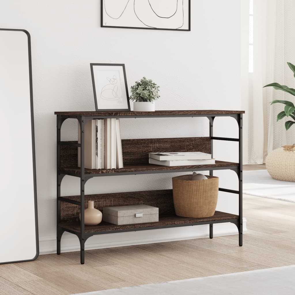 barna tölgyszínű szerelt fa tálalóasztal 100 x 32 x 75 cm