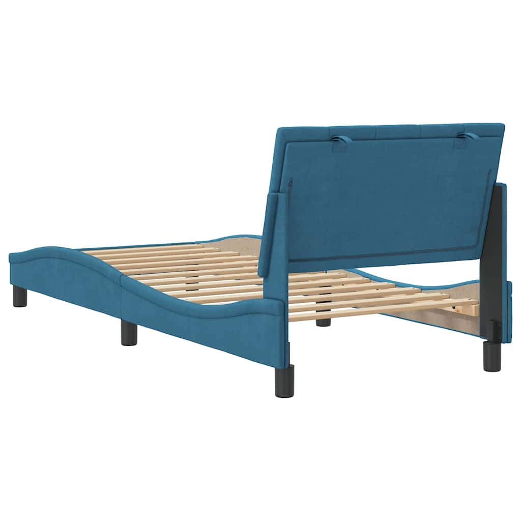 kék bársony ágykeret matrac nélkül Hanko 80 x 200 cm