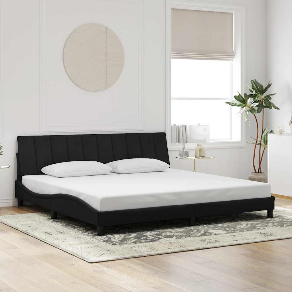 fekete bársony ágykeret matrac nélkül Hanko 200 x 200 cm