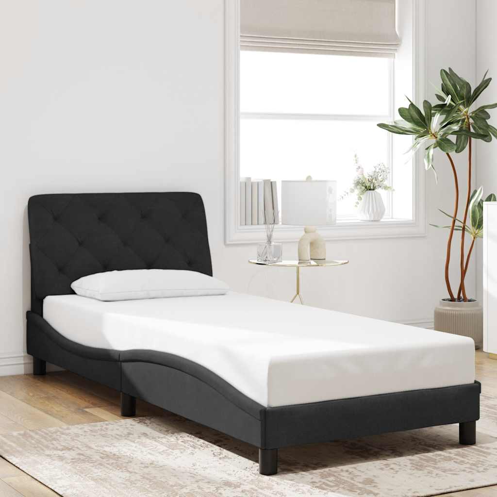 fekete bársony ágykeret matrac nélkül 80 x 200 cm