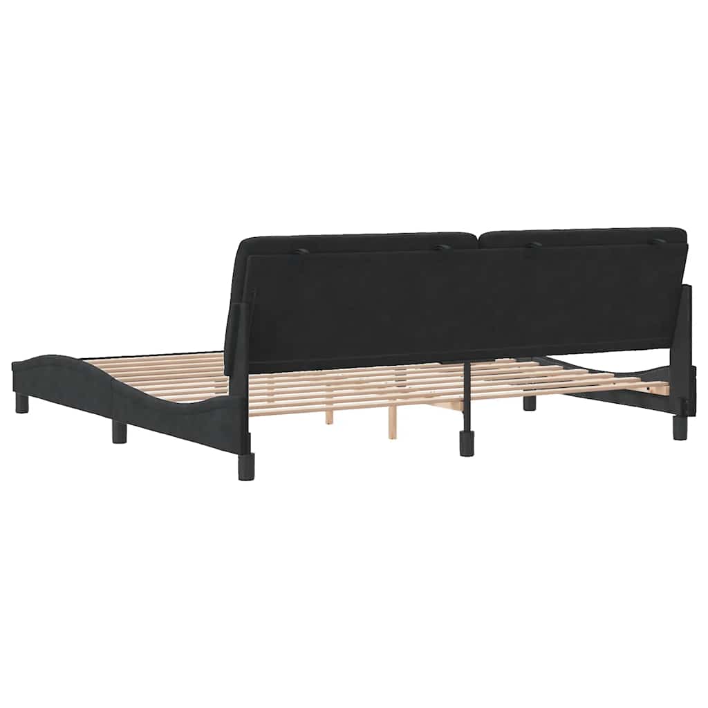 fekete bársony ágykeret matrac nélkül 200 x 200 cm