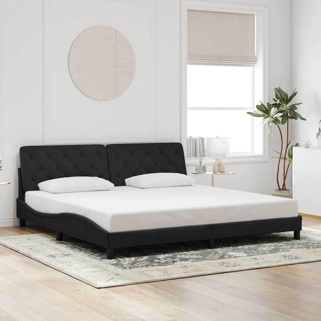 fekete bársony ágykeret matrac nélkül 200 x 200 cm