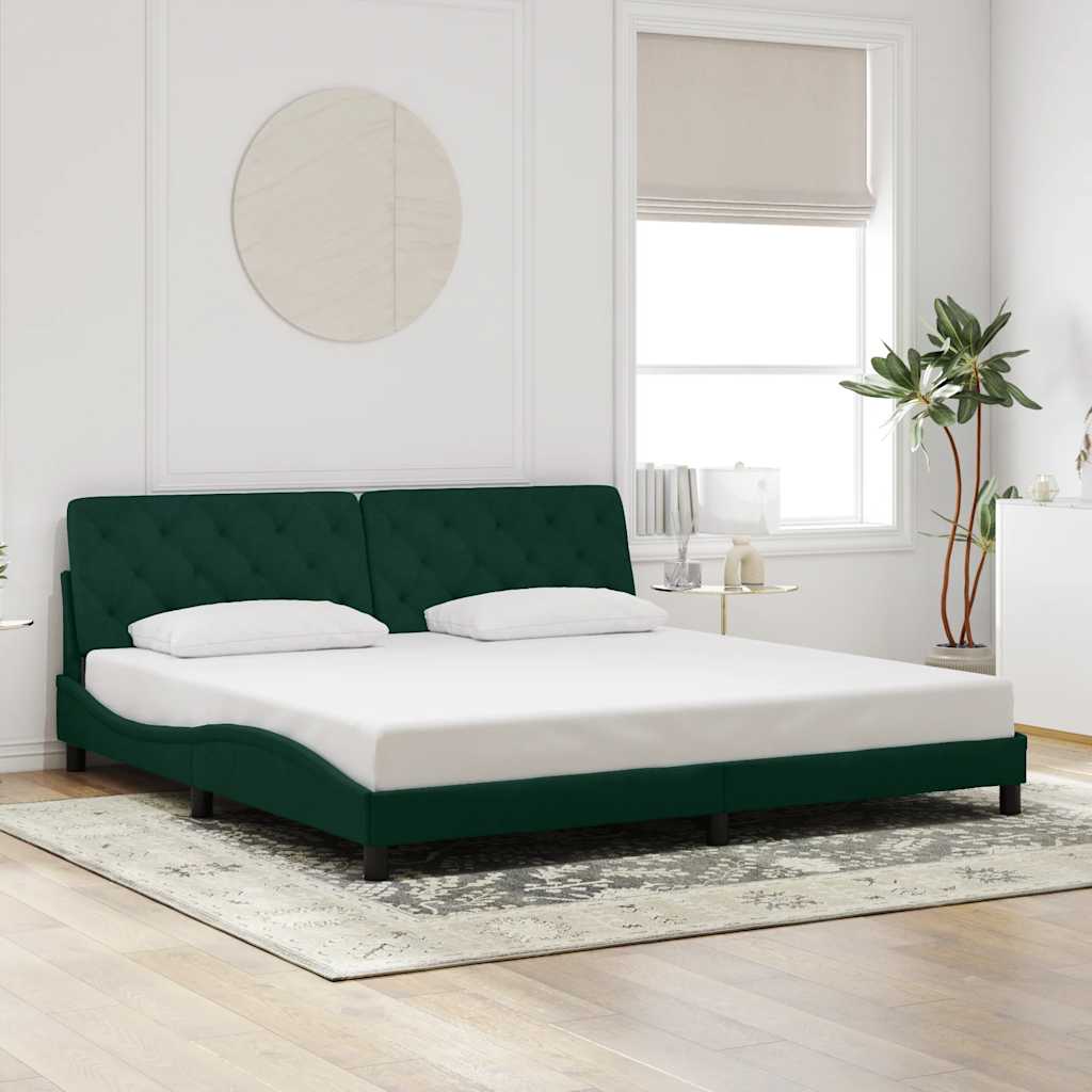 sötétzöld bársony ágykeret matrac nélkül 200x200 cm