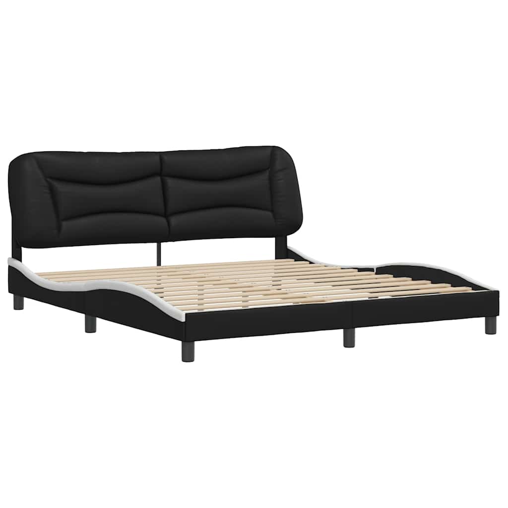 fekete és fehér műbőr ágykeret matrac nélkül Hvar 180x200 cm