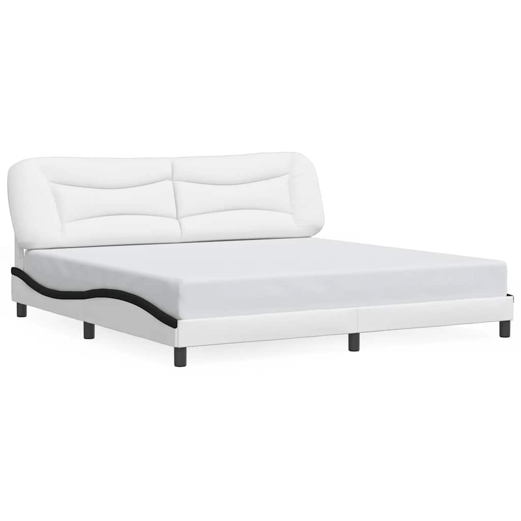 fehér és fekete műbőr ágykeret matrac nélkül Hvar 200x200 cm