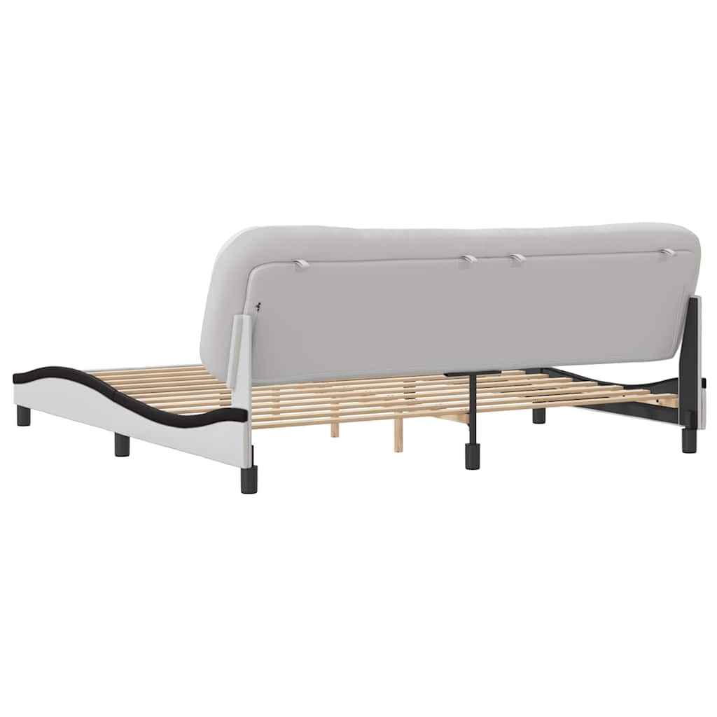 fehér és fekete műbőr ágykeret matrac nélkül Hvar 200x200 cm