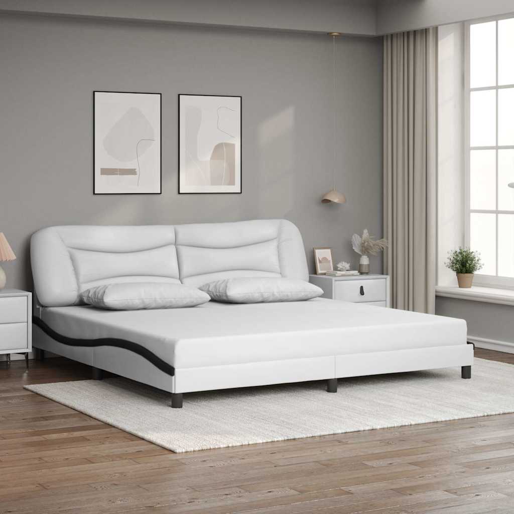fehér és fekete műbőr ágykeret matrac nélkül Hvar 200x200 cm