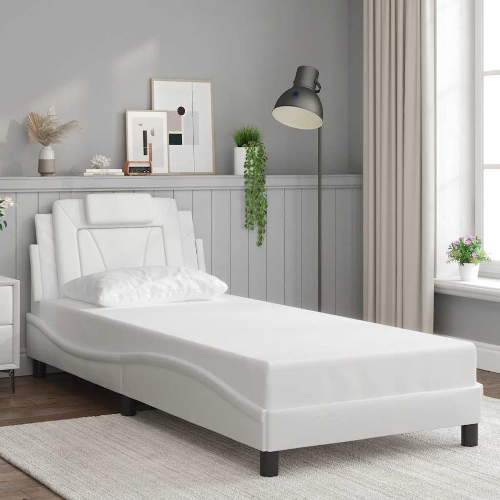 fehér műbőr ágykeret Viana matrac nélkül 80 x 200 cm