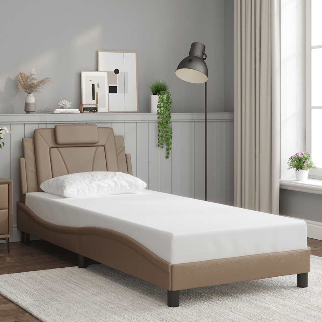 cappuccino színű műbőr ágykeret Viana matrac nélkül 80 x 200 cm