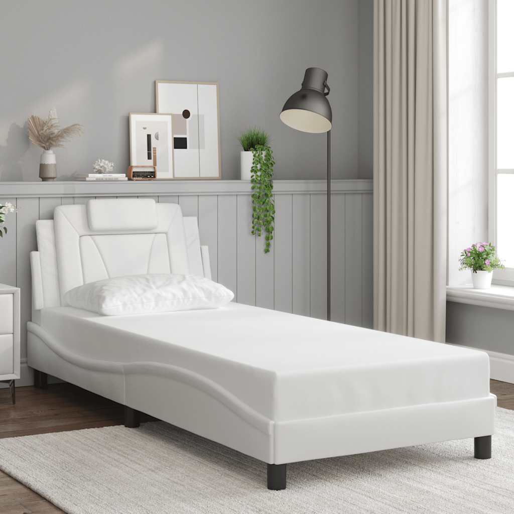 fehér műbőr ágykeret Viana matrac nélkül 90x190 cm