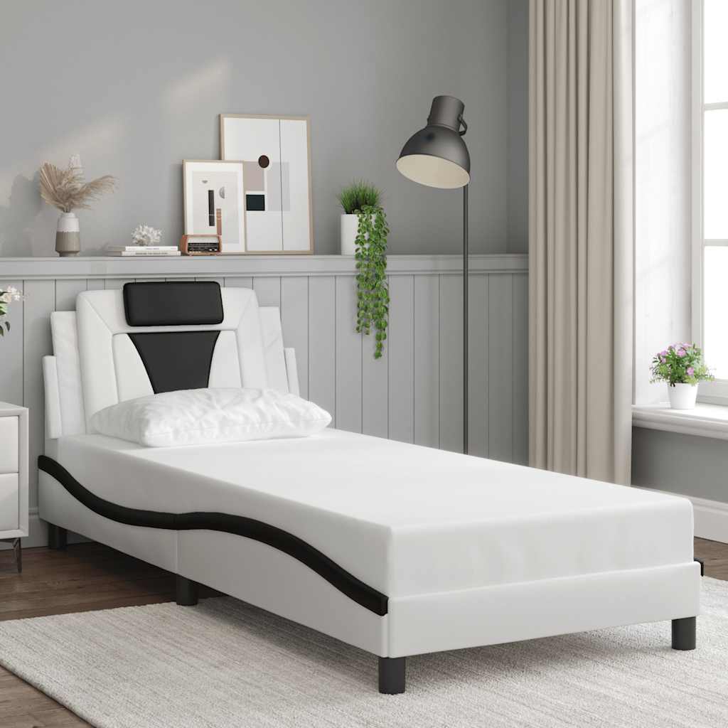 fehér és fekete műbőr ágykeret Viana matrac nélkül 90x190 cm