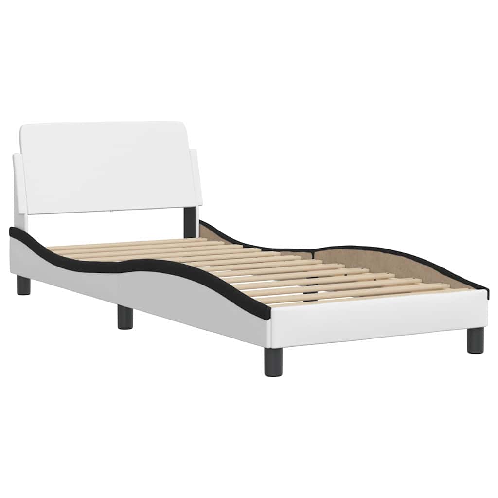 fehér és fekete műbőr ágykeret Viana matrac nélkül 90 x 200 cm
