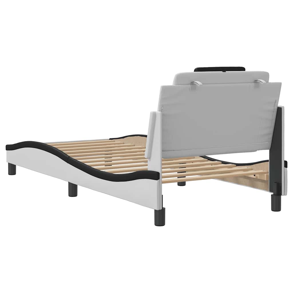 fehér és fekete műbőr ágykeret Viana matrac nélkül 90 x 200 cm