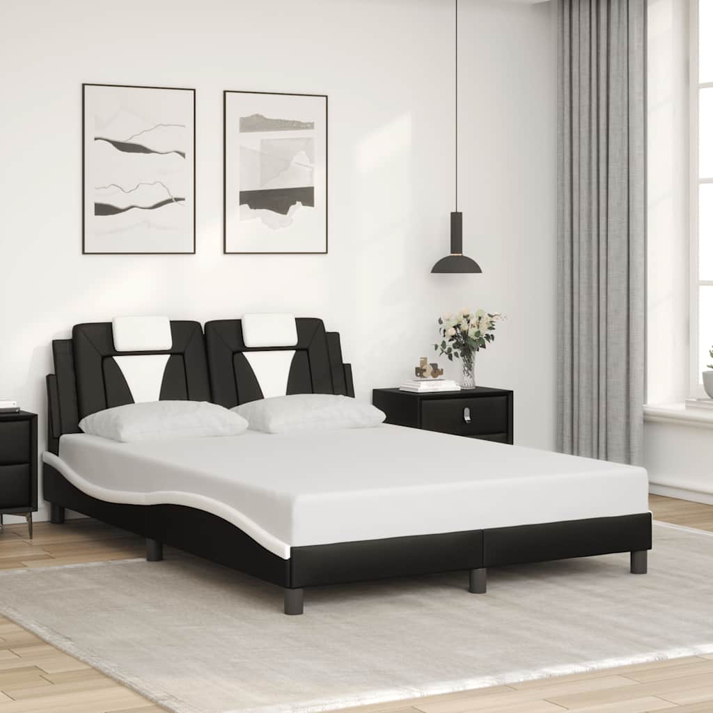 fekete és fehér műbőr ágykeret Viana matrac nélkül 120 x 200 cm