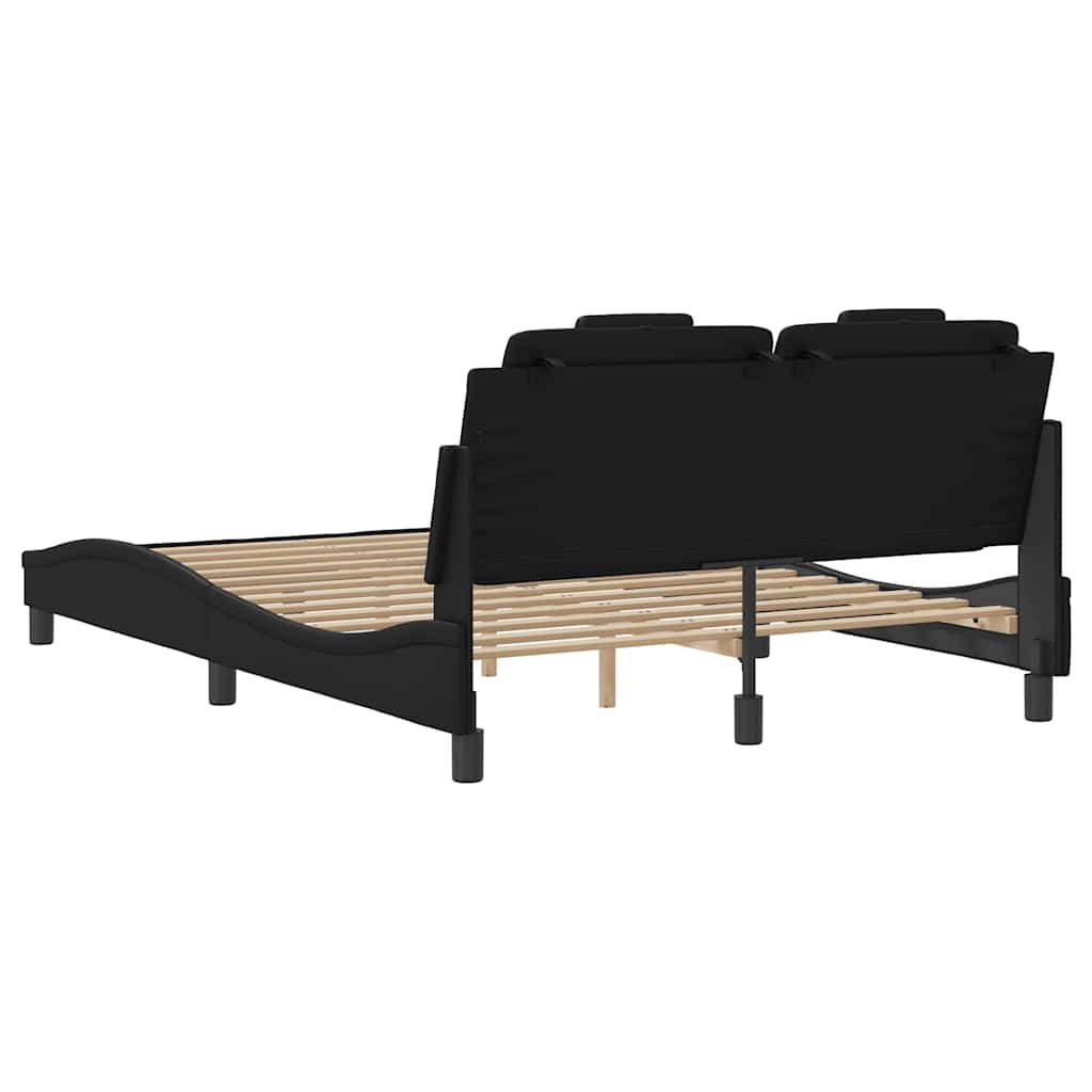 fekete műbőr ágykeret Viana matrac nélkül 140 x 190 cm