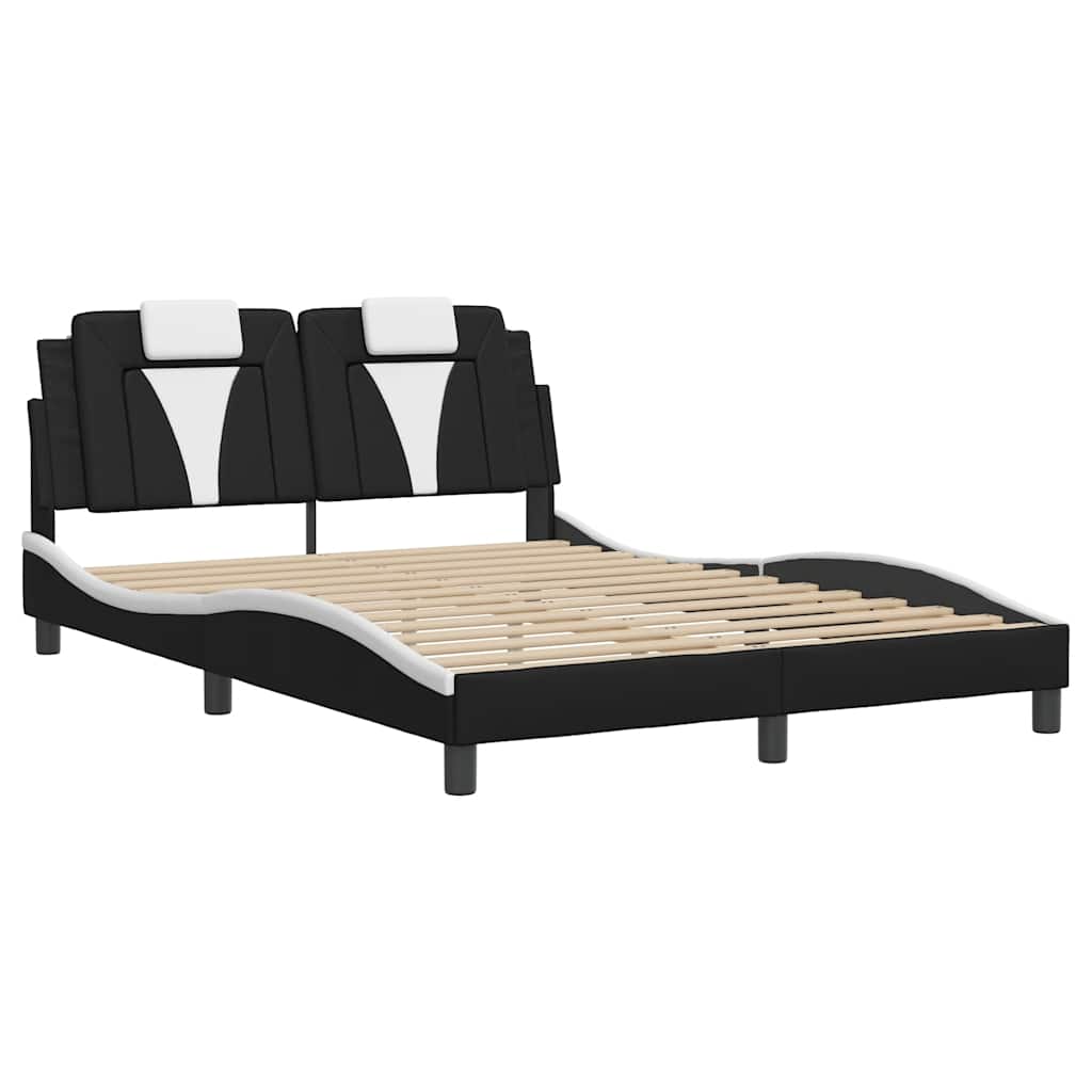 fekete és fehér műbőr ágykeret Viana matrac nélkül 140x190 cm