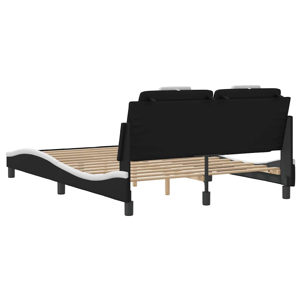 fekete és fehér műbőr ágykeret Viana matrac nélkül 140x190 cm