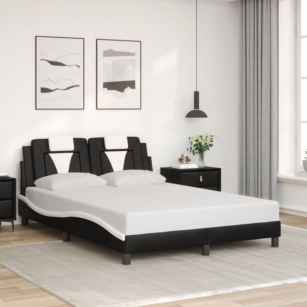 fekete és fehér műbőr ágykeret Viana matrac nélkül 140x190 cm