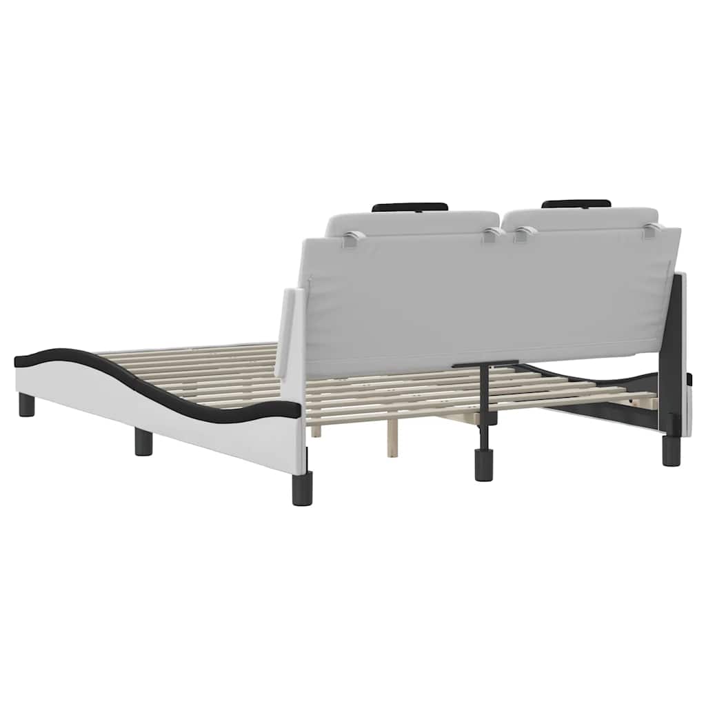 fehér és fekete műbőr ágykeret Viana matrac nélkül 140 x 190 cm