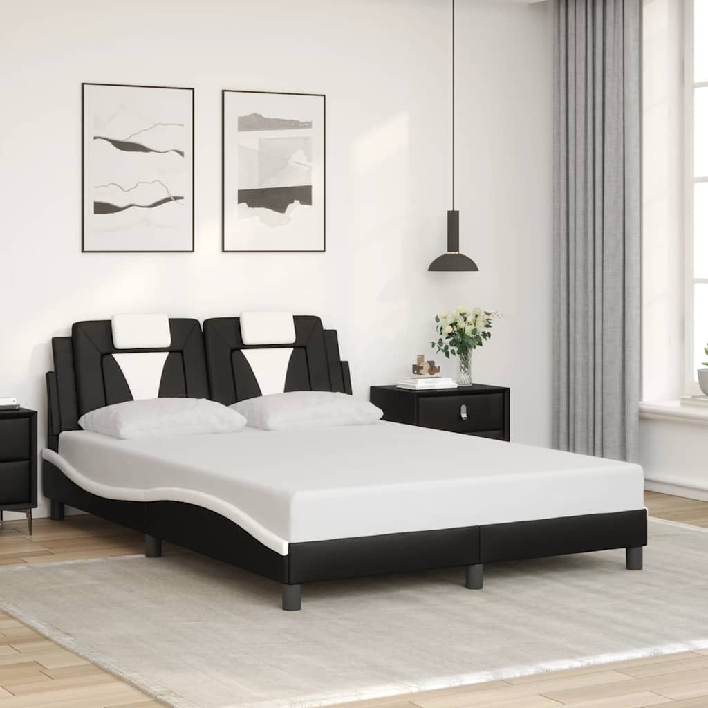 fekete és fehér műbőr ágykeret Viana matrac nélkül 140 x 200 cm