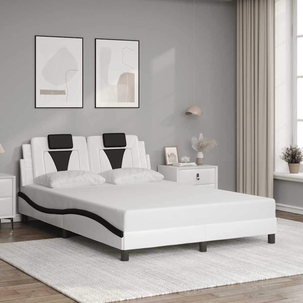 fehér és fekete műbőr ágykeret Viana matrac nélkül 140 x 200 cm