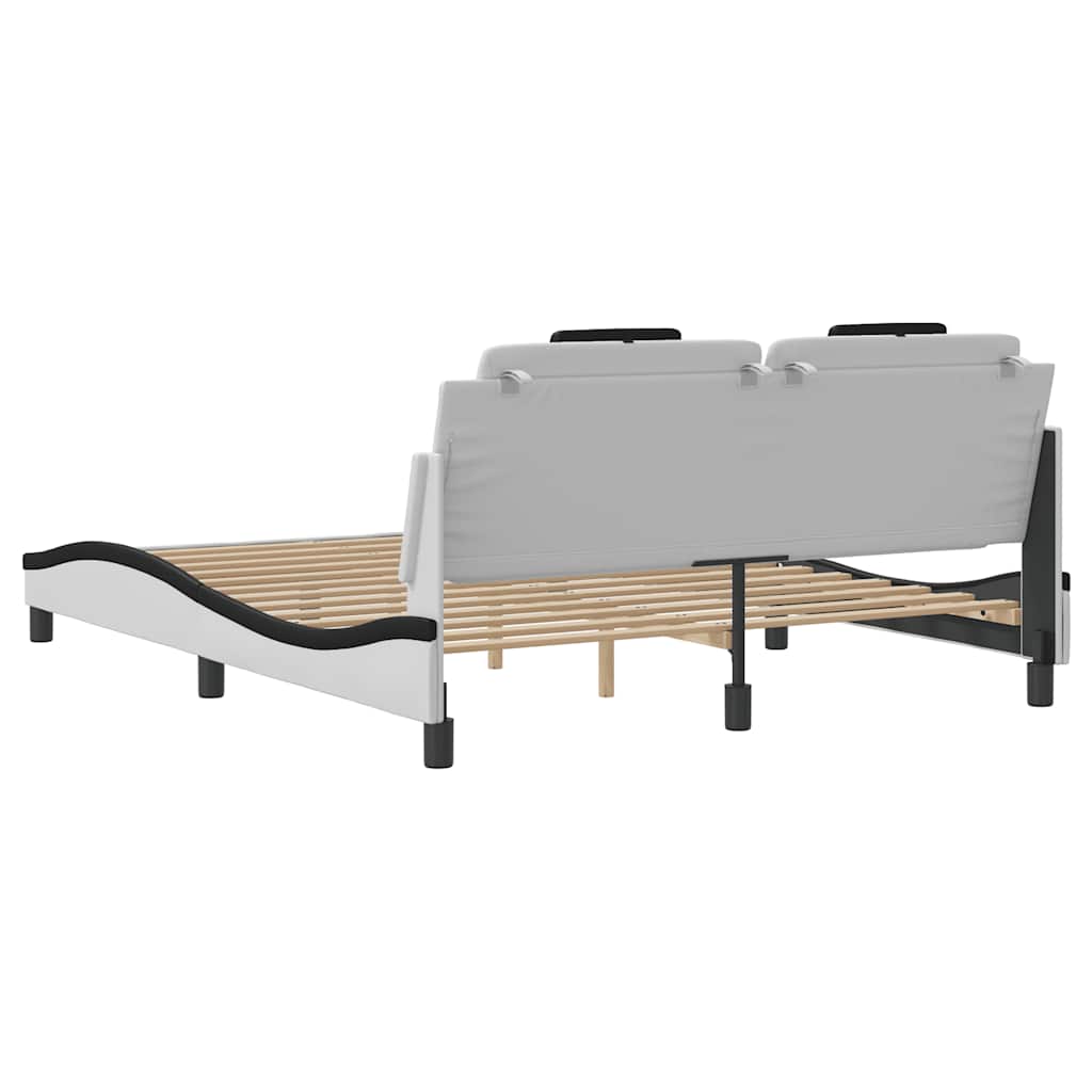 fehér és fekete műbőr ágykeret Viana matrac nélkül 160 x 200 cm
