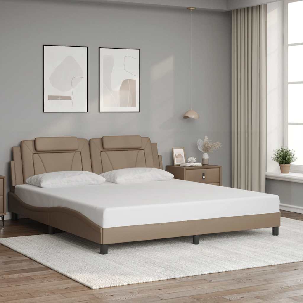 cappuccino színű műbőr ágykeret Viana matrac nélkül 180x200 cm