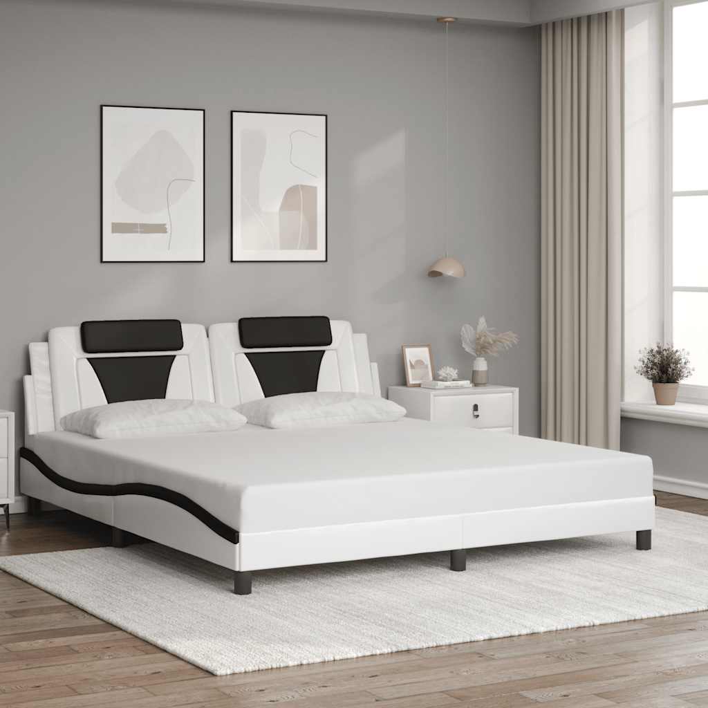fehér és fekete műbőr ágykeret Viana matrac nélkül 180x200 cm