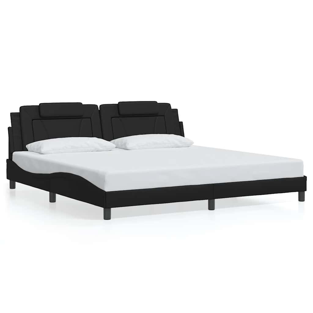 fekete műbőr ágykeret Viana matrac nélkül 200x200 cm