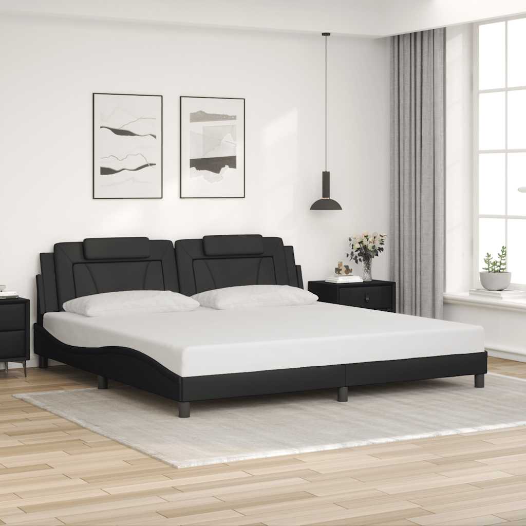 fekete műbőr ágykeret Viana matrac nélkül 200x200 cm