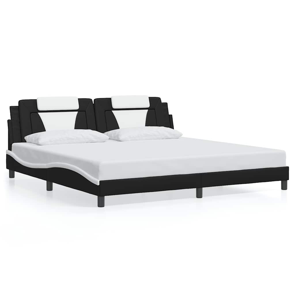 fekete és fehér műbőr ágykeret Viana matrac nélkül 200x200 cm