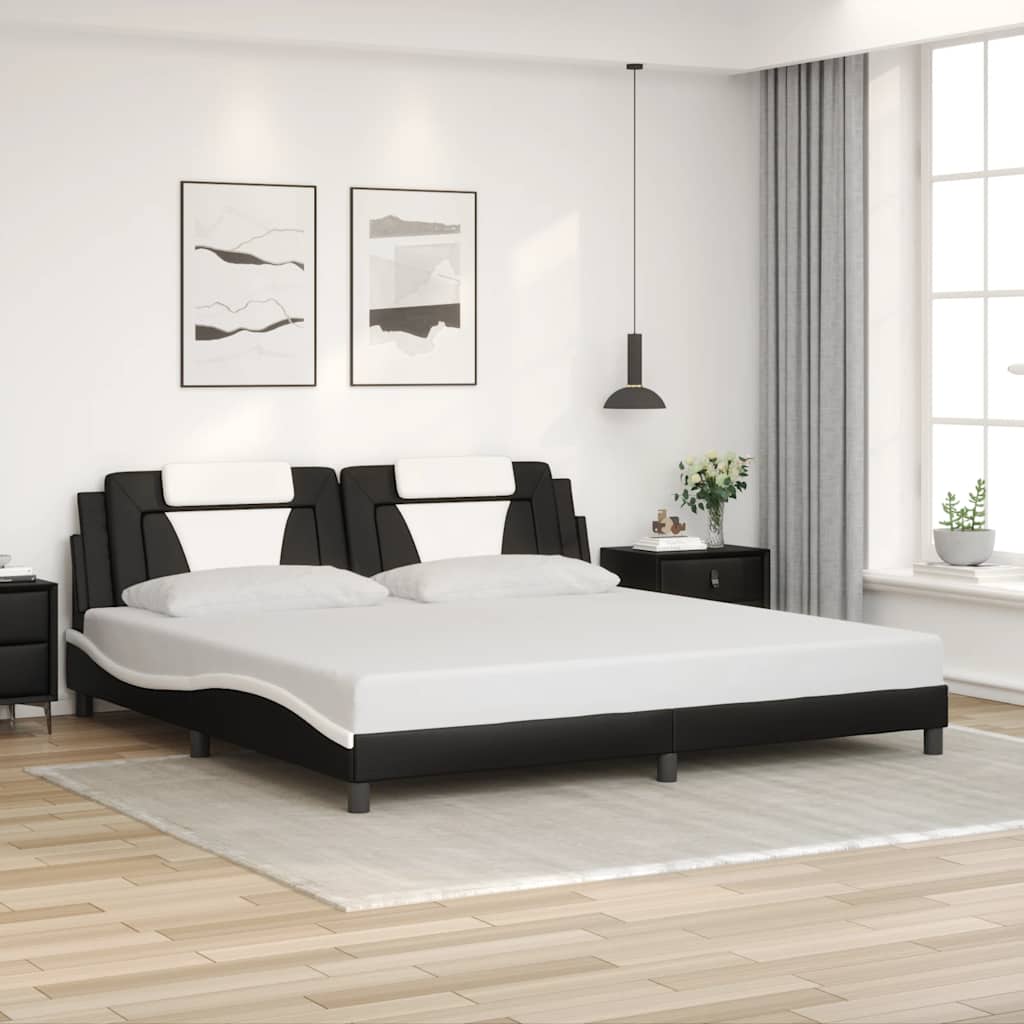 fekete és fehér műbőr ágykeret Viana matrac nélkül 200x200 cm