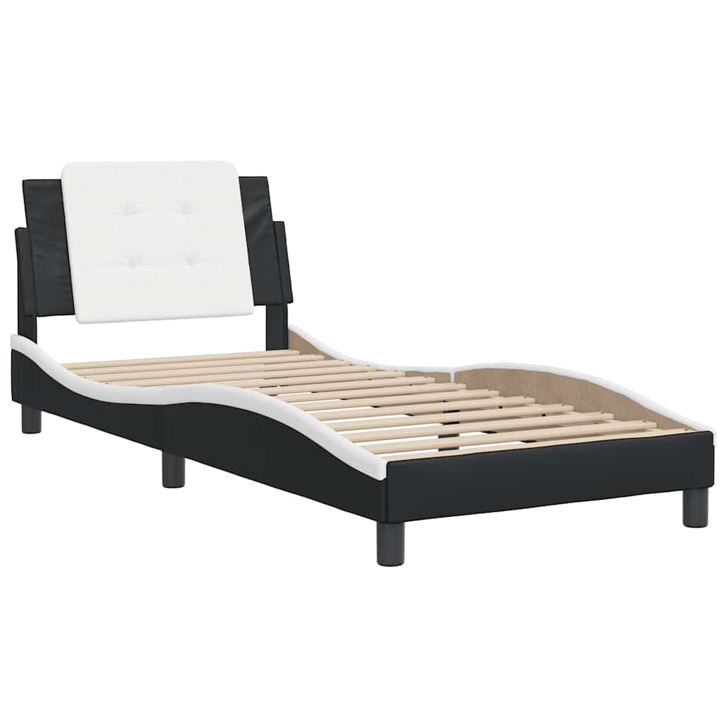 fekete és fehér műbőr ágykeret matrac nélkül Zadar 90 x 200 cm
