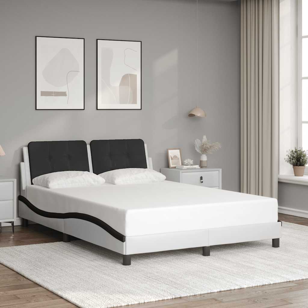 fehér és fekete műbőr ágykeret matrac nélkül Zadar 140 x 190 cm