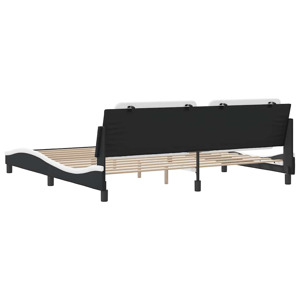 fekete és fehér műbőr ágykeret matrac nélkül Zadar 200x200 cm