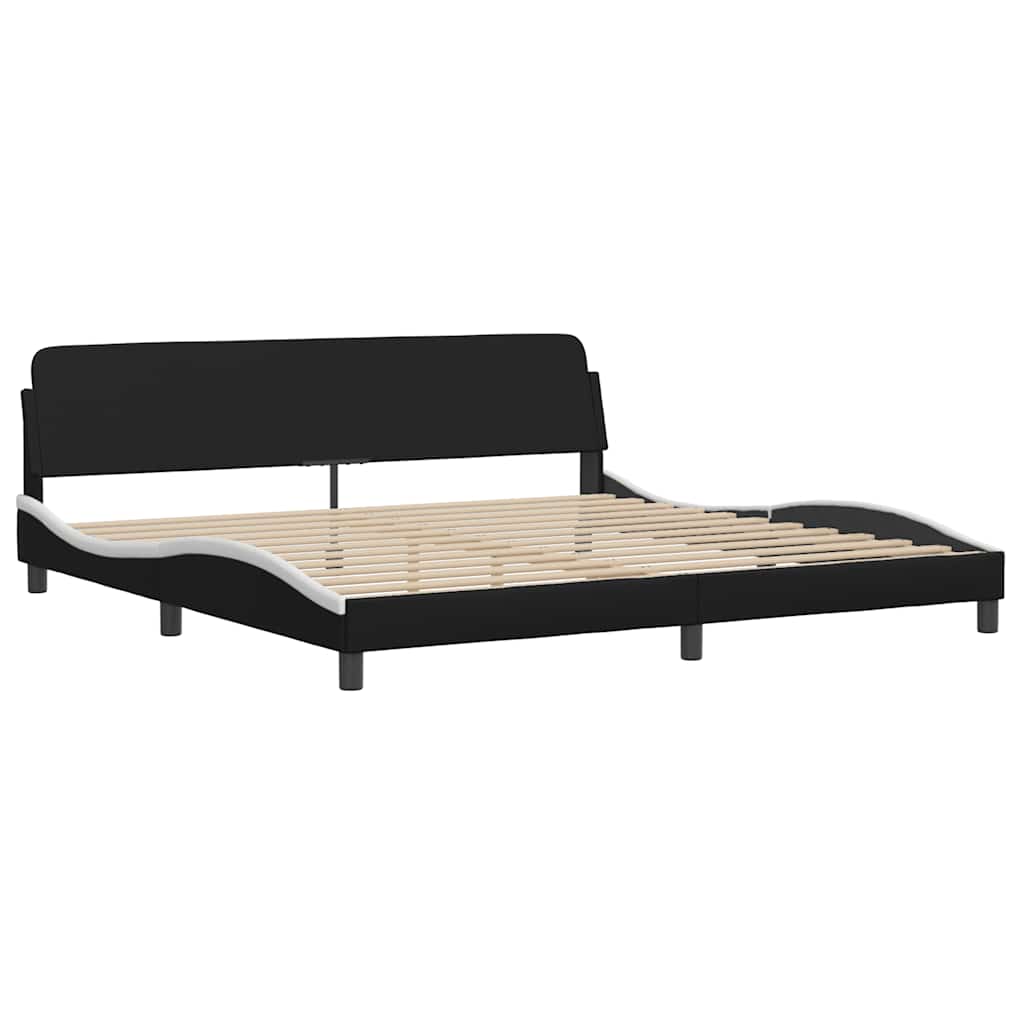 fekete és fehér műbőr ágykeret matrac nélkül Zadar 200x200 cm