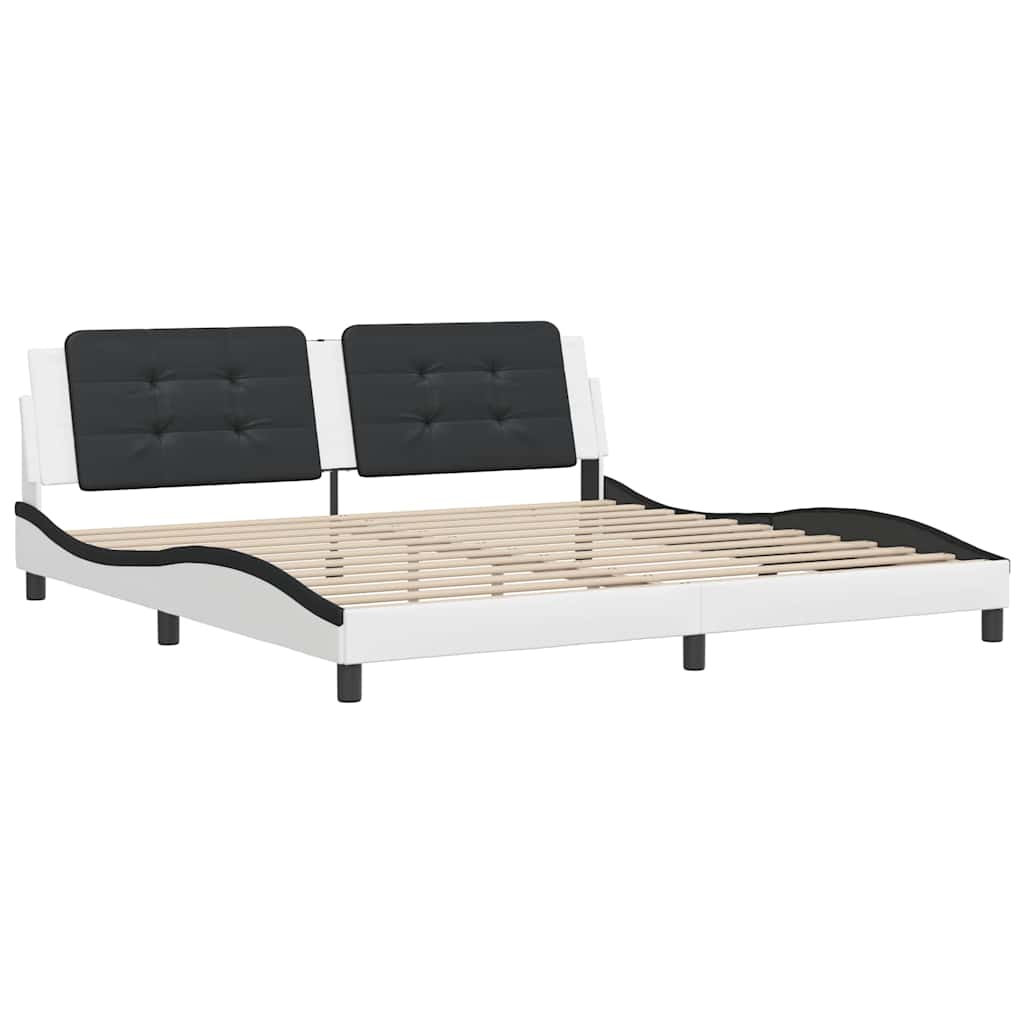 fehér és fekete műbőr ágykeret matrac nélkül Zadar 200x200 cm