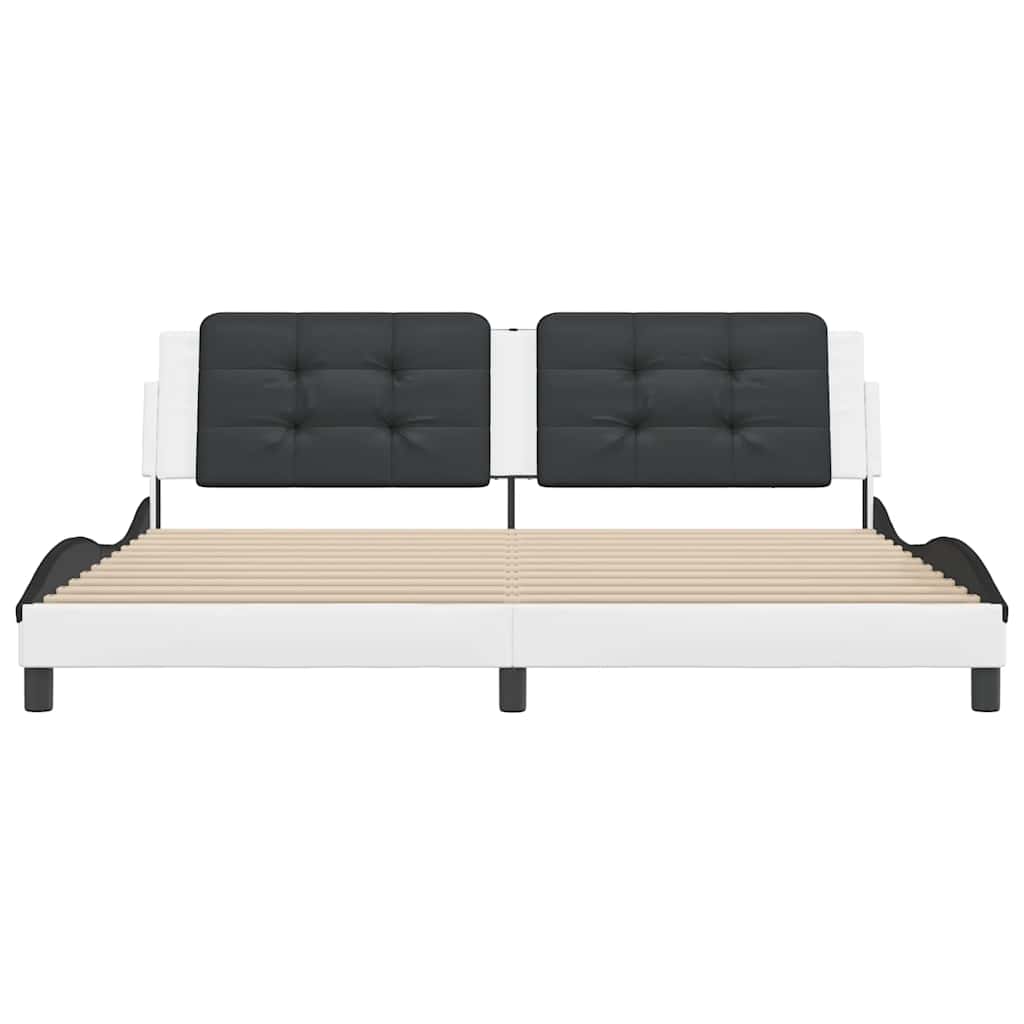 fehér és fekete műbőr ágykeret matrac nélkül Zadar 200x200 cm