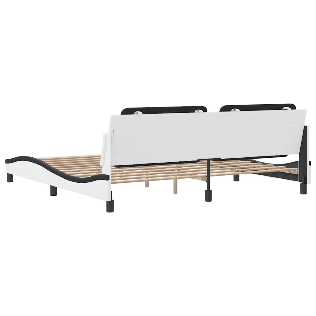 fehér és fekete műbőr ágykeret matrac nélkül Zadar 200x200 cm
