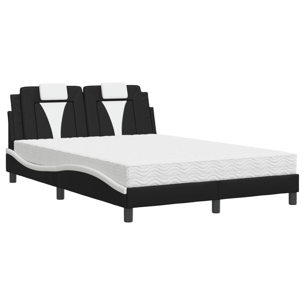 fekete és fehér műbőr ágy Viana matraccal 140 x 190 cm