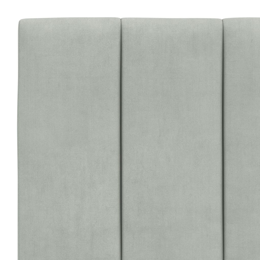 világosszürke bársony ágykeret LED-ekkel matrac nélkül Hanko 90 x 200 cm