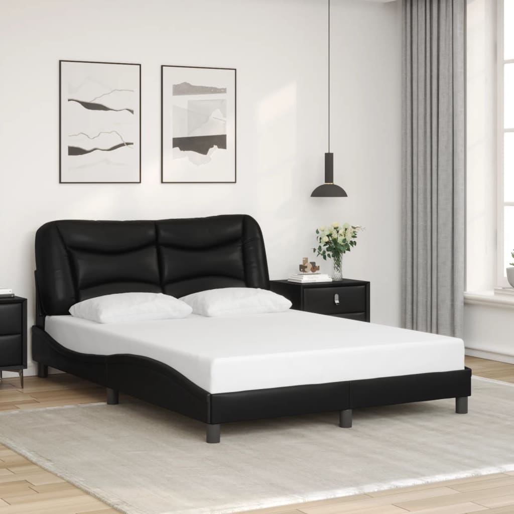 fekete ágykeret LED-ekkel matrac nélkül Hvar 140 x 190 cm