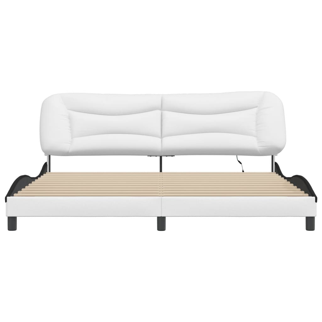 fehér és fekete ágykeret LED-ekkel matrac nélkül Hvar 200x200 cm