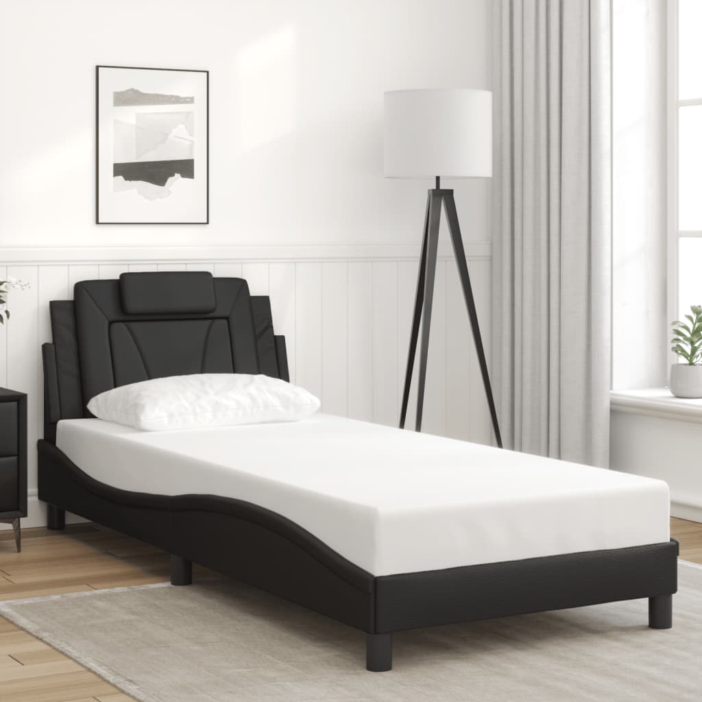 fekete ágykeret Viana LED-ekkel matrac nélkül 80 x 200 cm