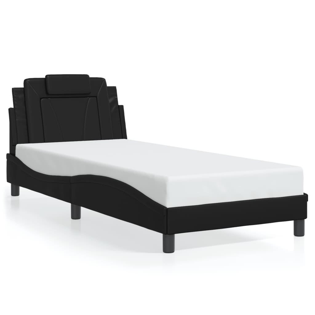 fekete ágykeret Viana LED-ekkel matrac nélkül 80 x 200 cm